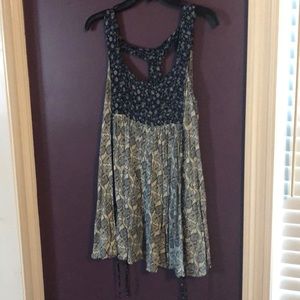 En Creme mini boho dress with tie in back